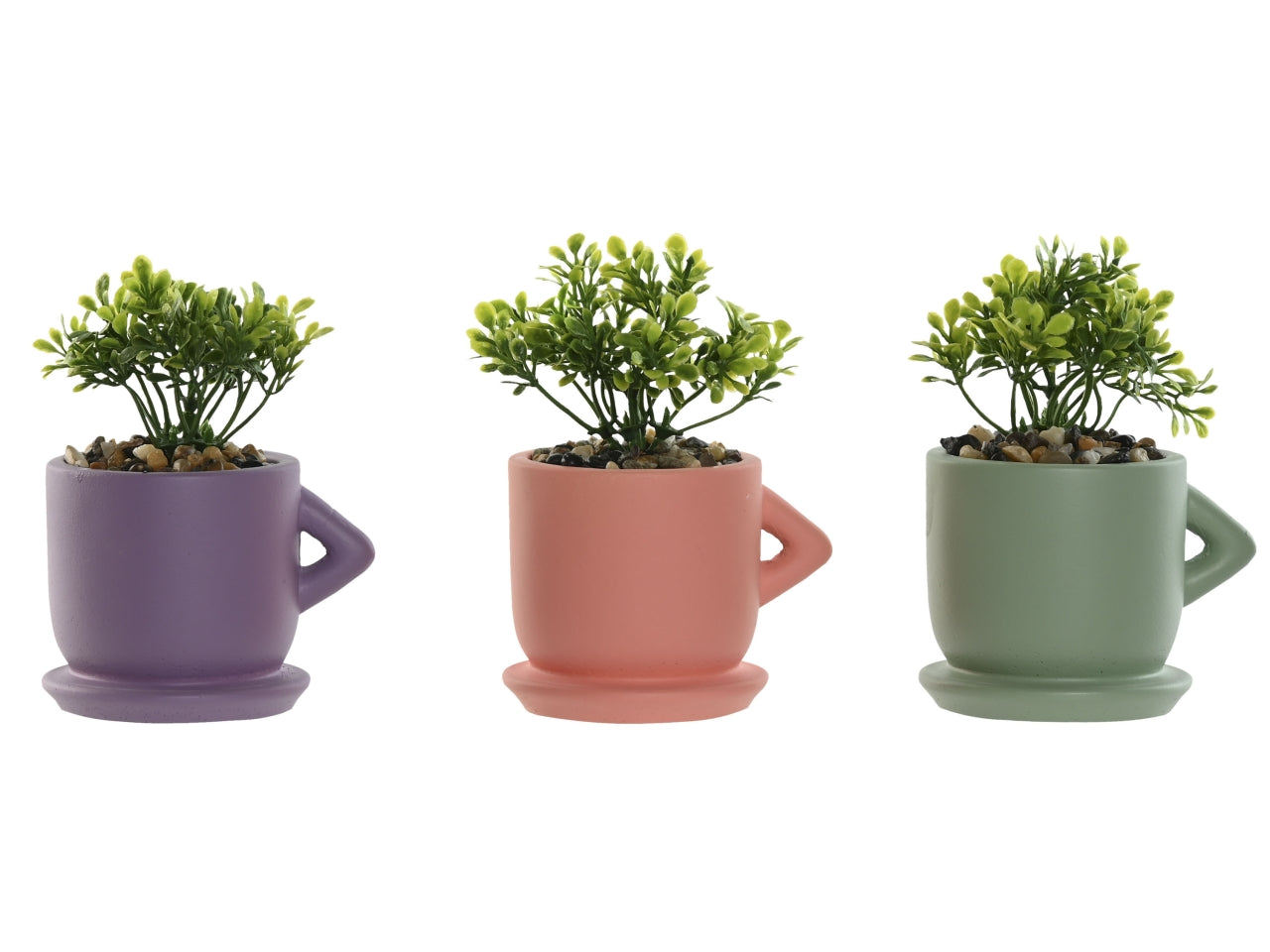 Pianta con vaso in cemento 9x7x12cm  in 3 modelli assortiti