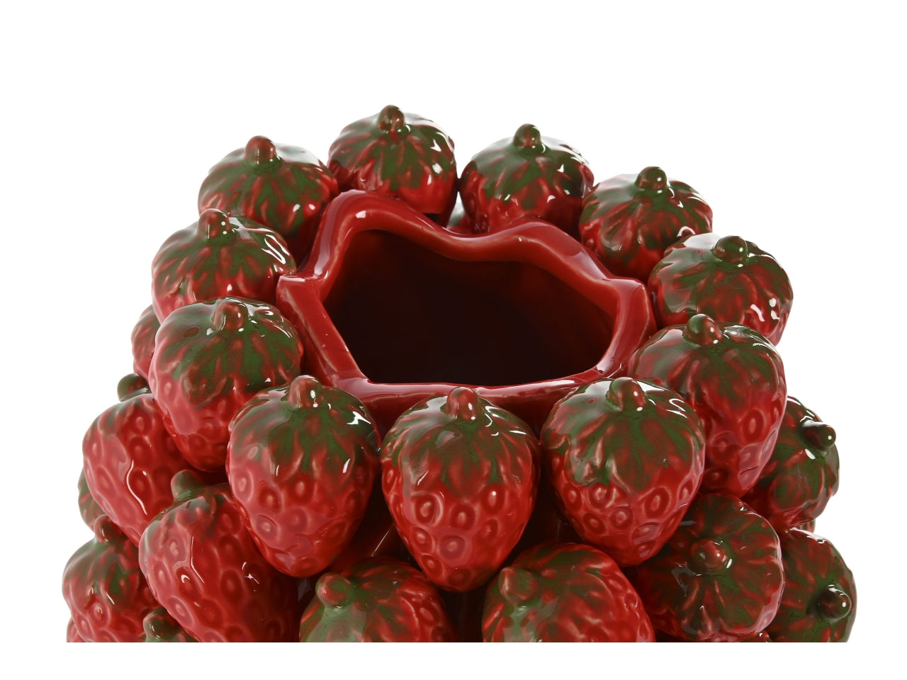 Vaso fragole in gres porcellana 24x24x28,5cm di colore rosso