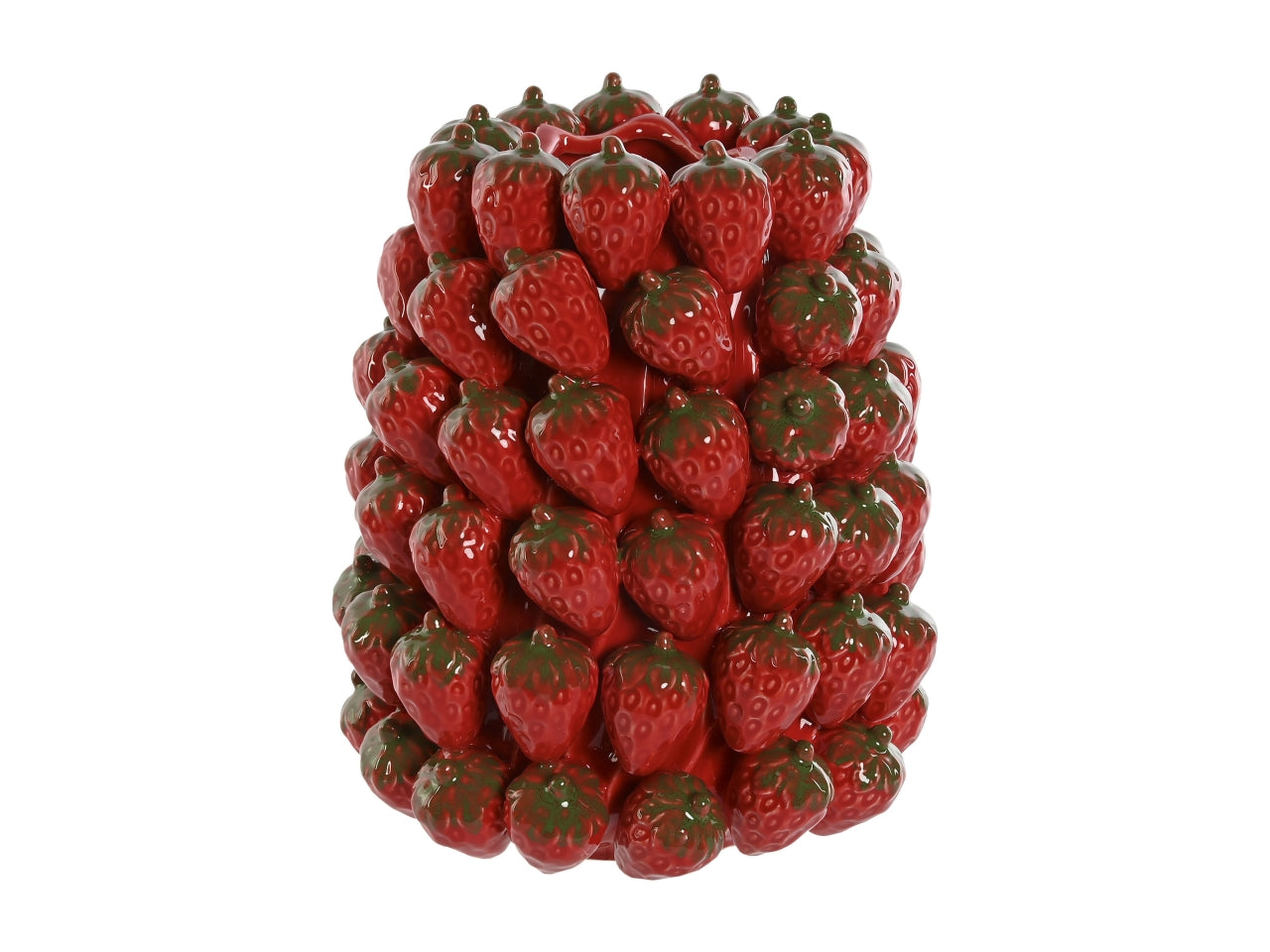 Vaso fragole in gres porcellana 24x24x28,5cm di colore rosso
