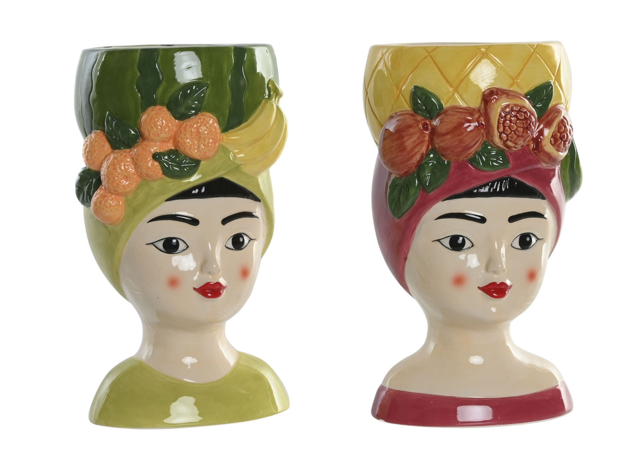 Fioriera disegno ragazza in ceramica 13x13x22cm in 2 modelli assortiti