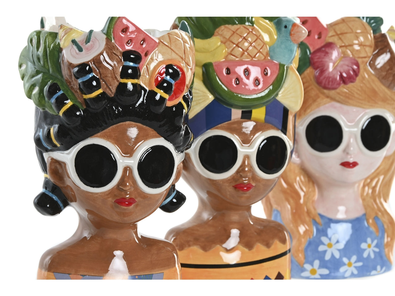 Fioriera disegno ragazza in ceramica 8x8x19cm in 3 modelli assortiti