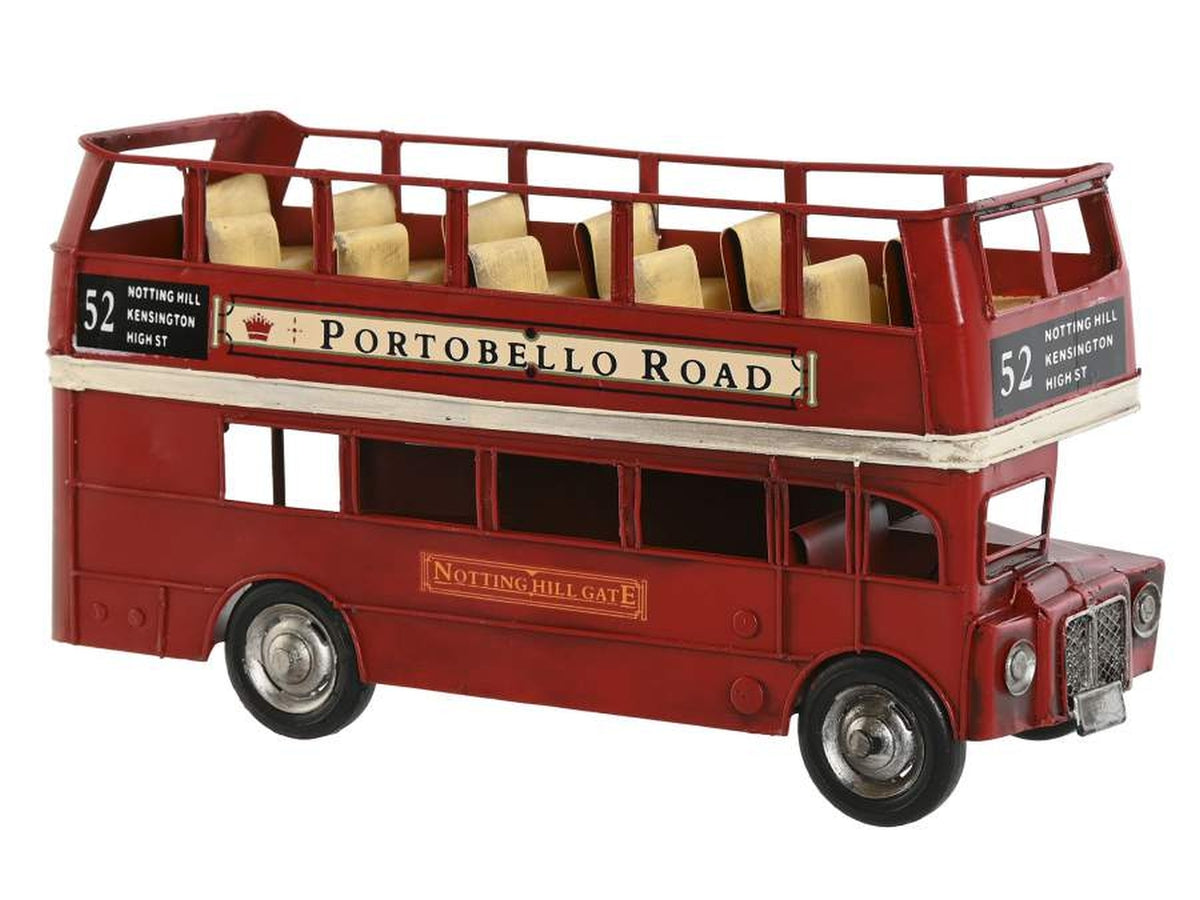 Auto bus decorazione metallo 28x9x15cm di colore rosso
