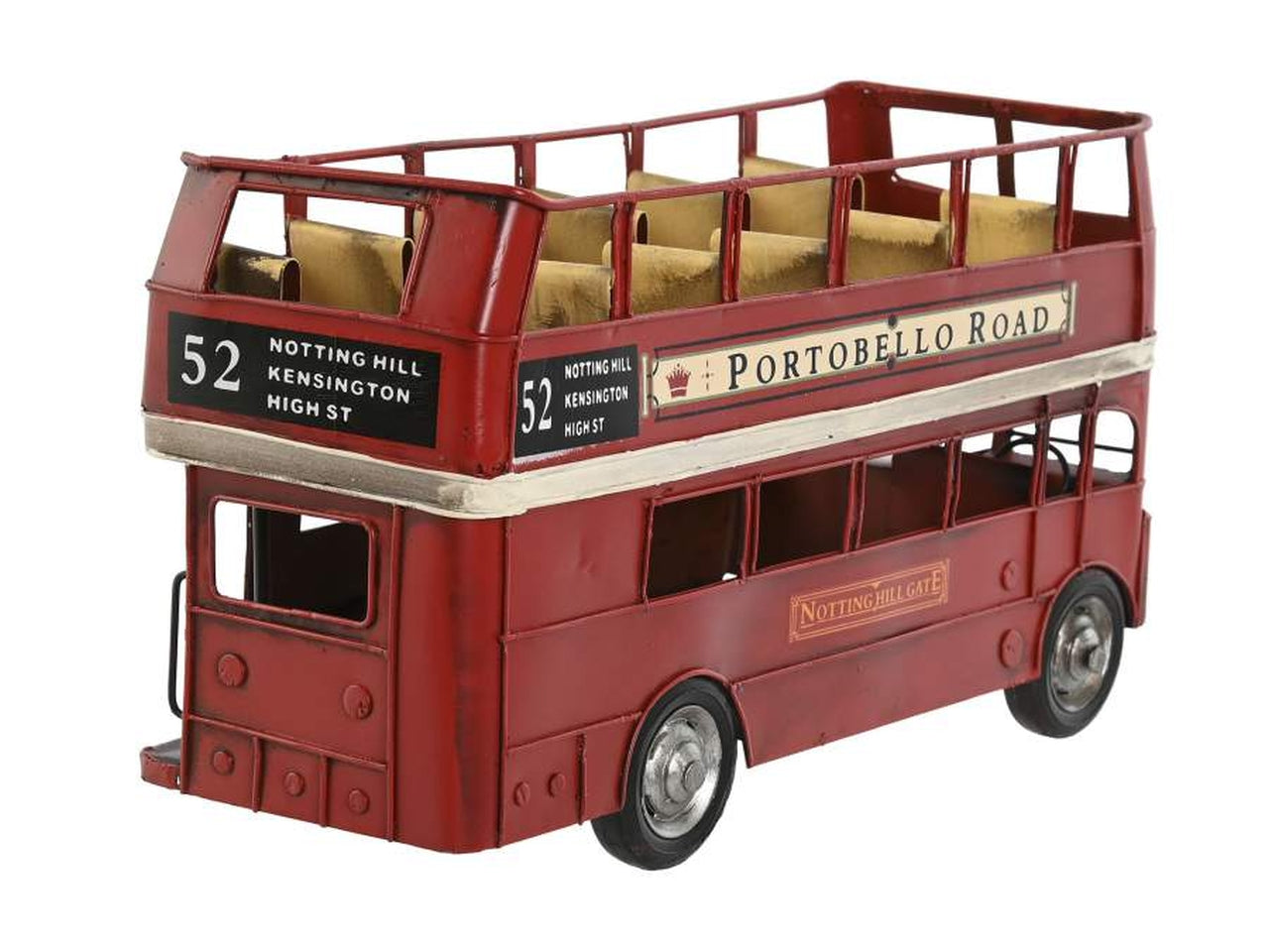 Auto bus decorazione metallo 28x9x15cm di colore rosso