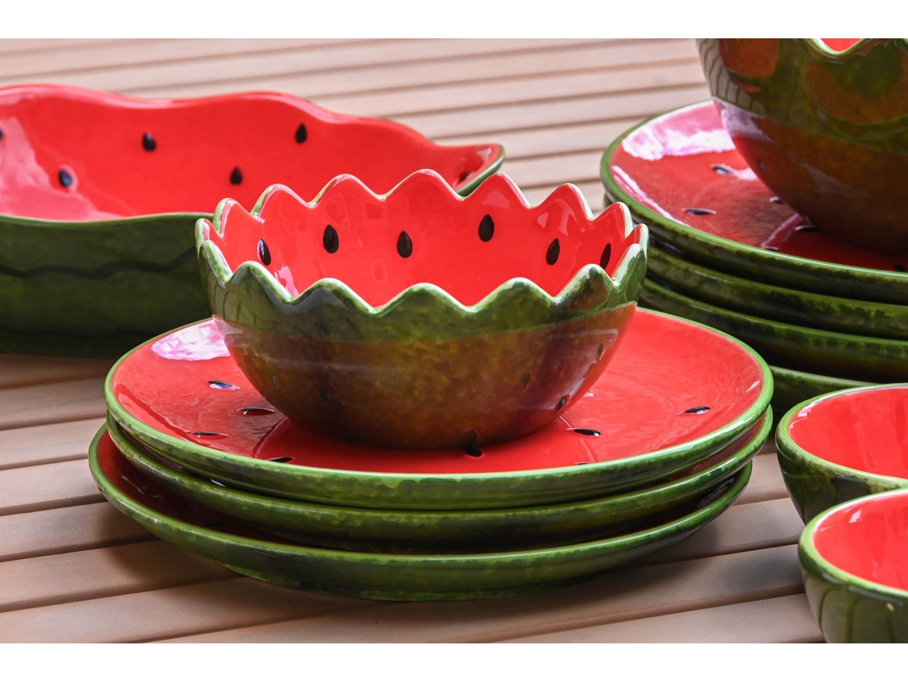 Ciotola anguria verde in gres porcellana 15x15x6,5cm