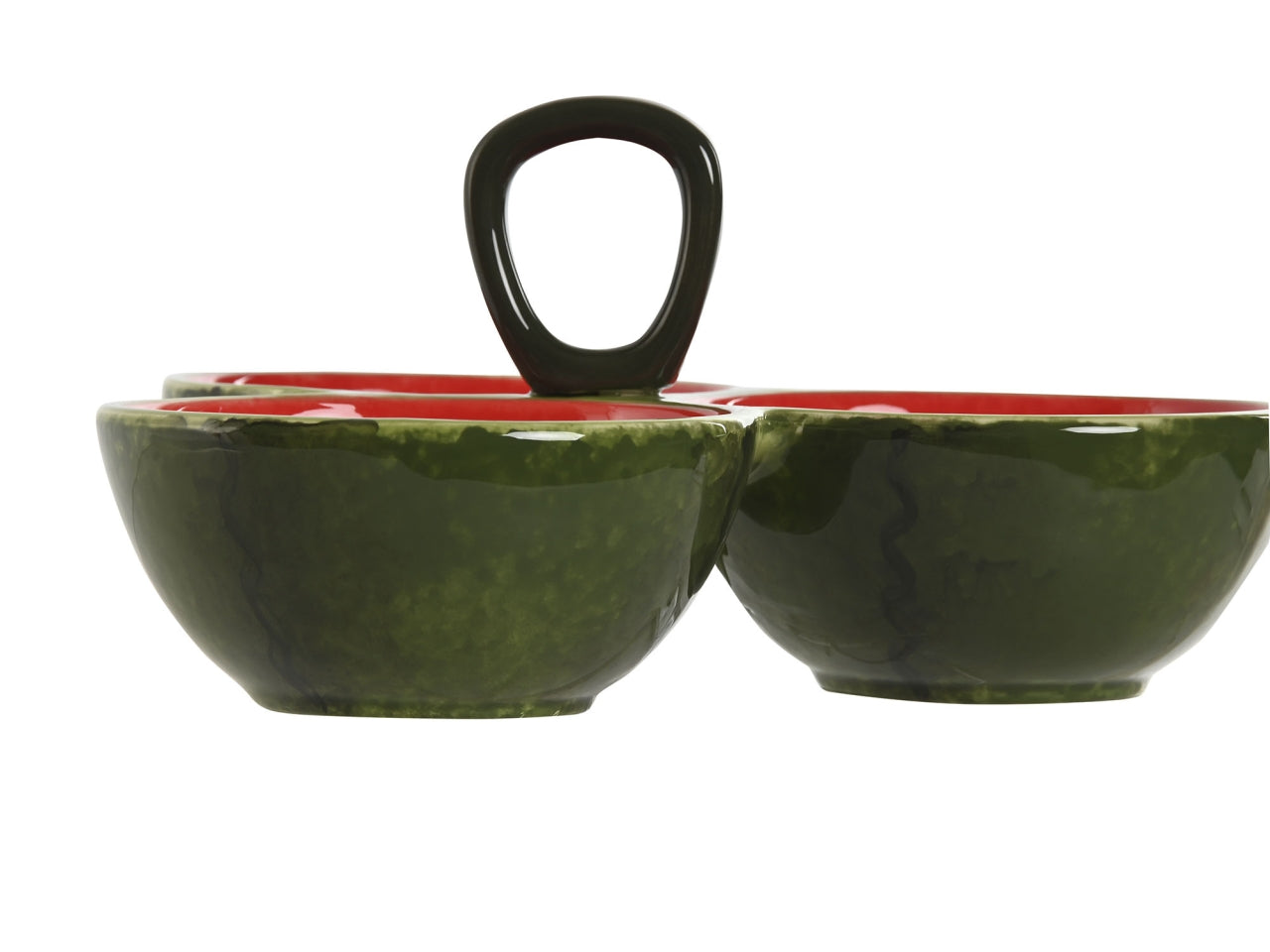 Set ciotola anguria verde in gres porcellana composto da 3 ciotole 23x22x10,5cm