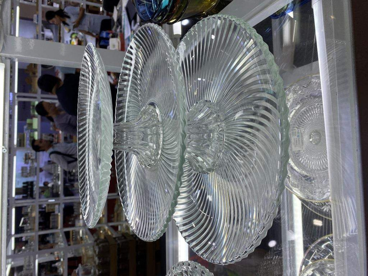 Alzatina in cristallo grattato 20,5x20,5x7,5 transparente