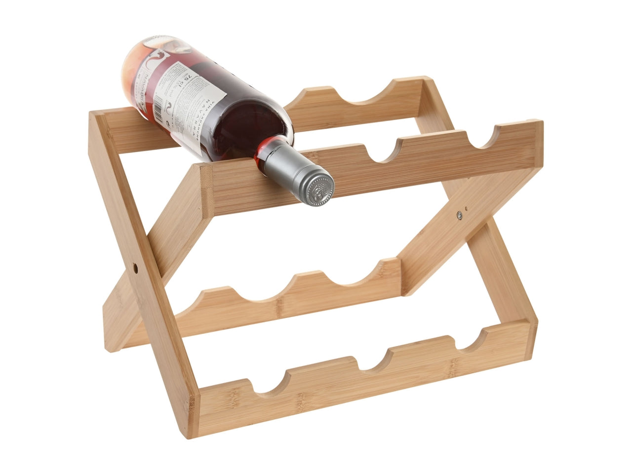 Portabottiglie in bambu' pieghevole per 6 bottiblie 35,5x20x29,5cm