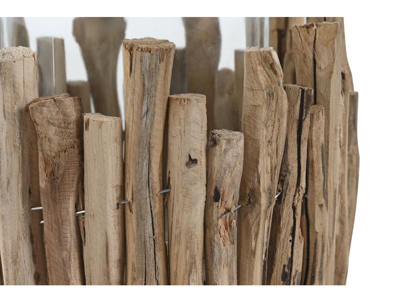 Portacandele legno cristallo 14x14x12cm di colore  bianco