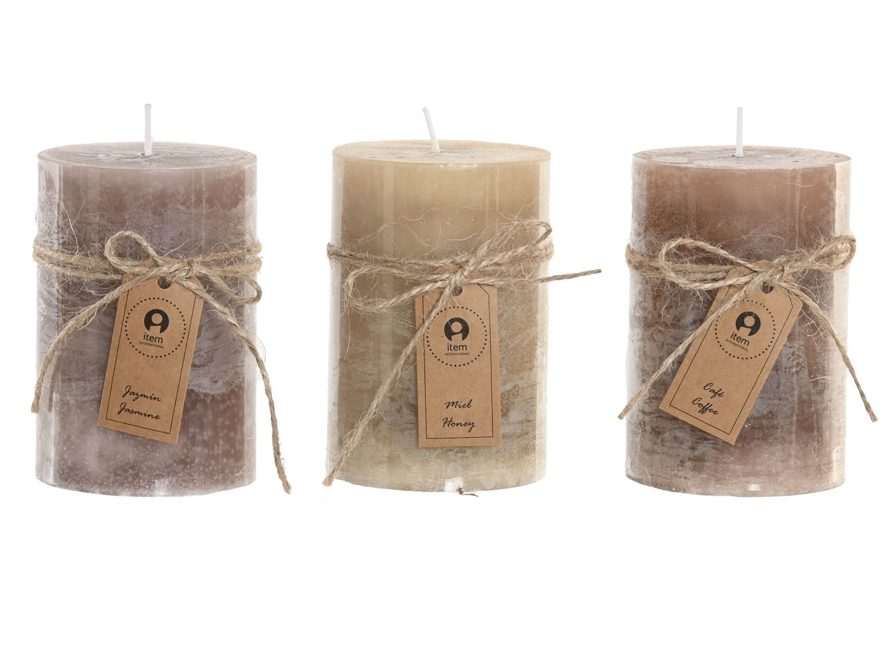 Candela cera 55 ore 6,8x6,8x10cm in 3 modelli assortiti