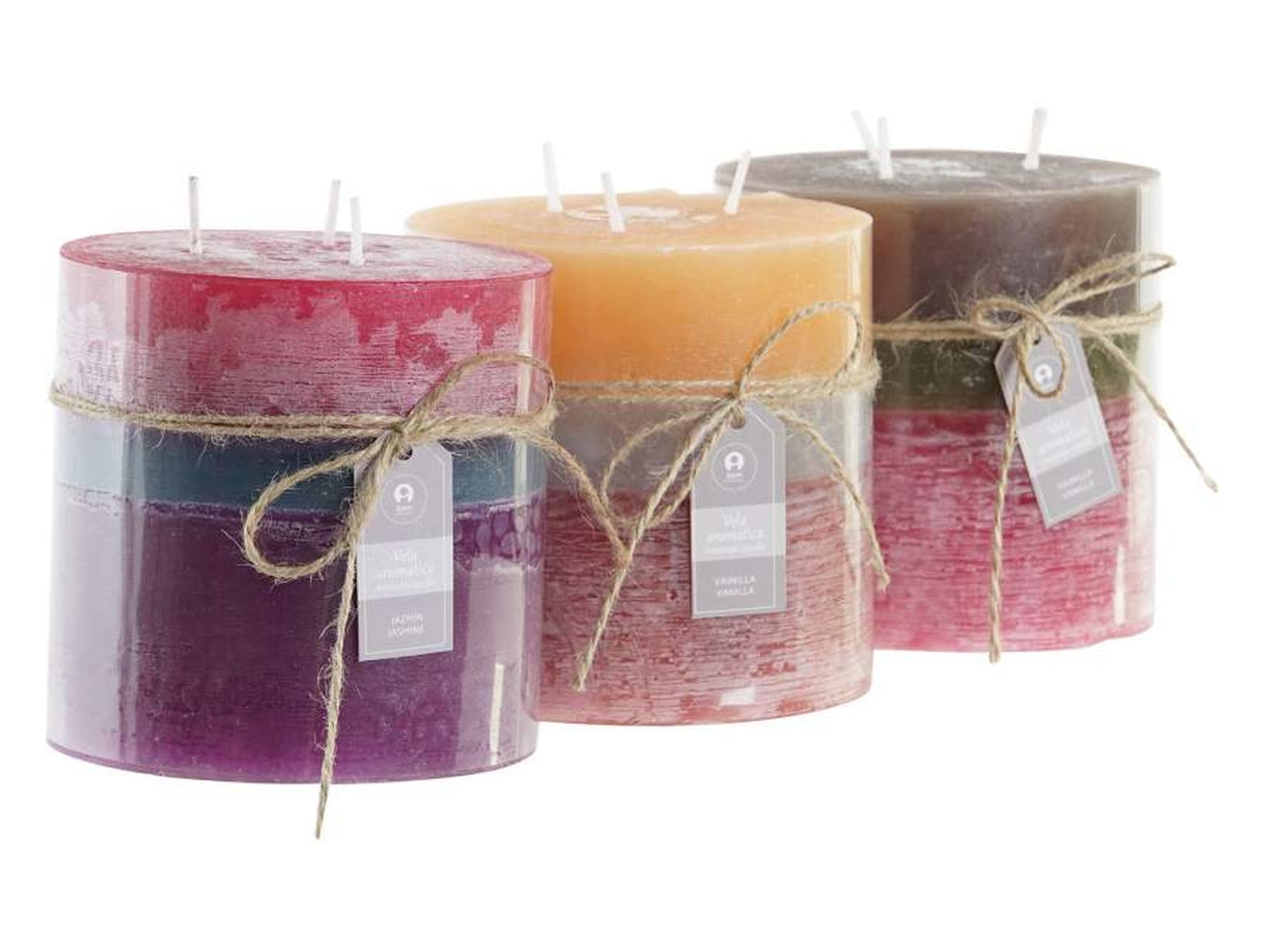Candela cera 90 ore 12x12x12cm in 3 modelli assortiti
