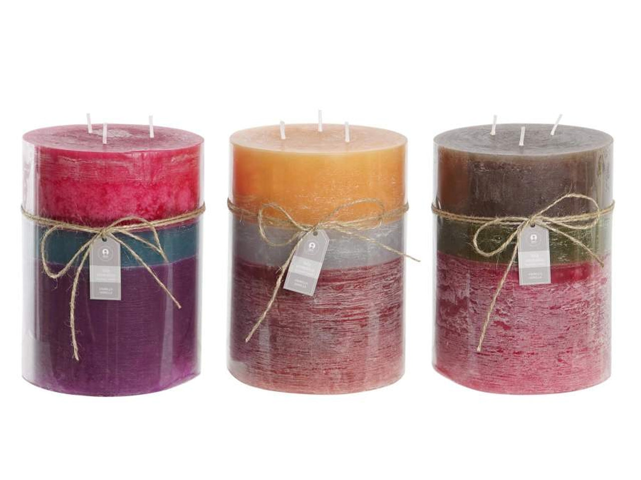 Candela cera 155 ore 14,5x14,5x20cm in 3 modelli assortiti