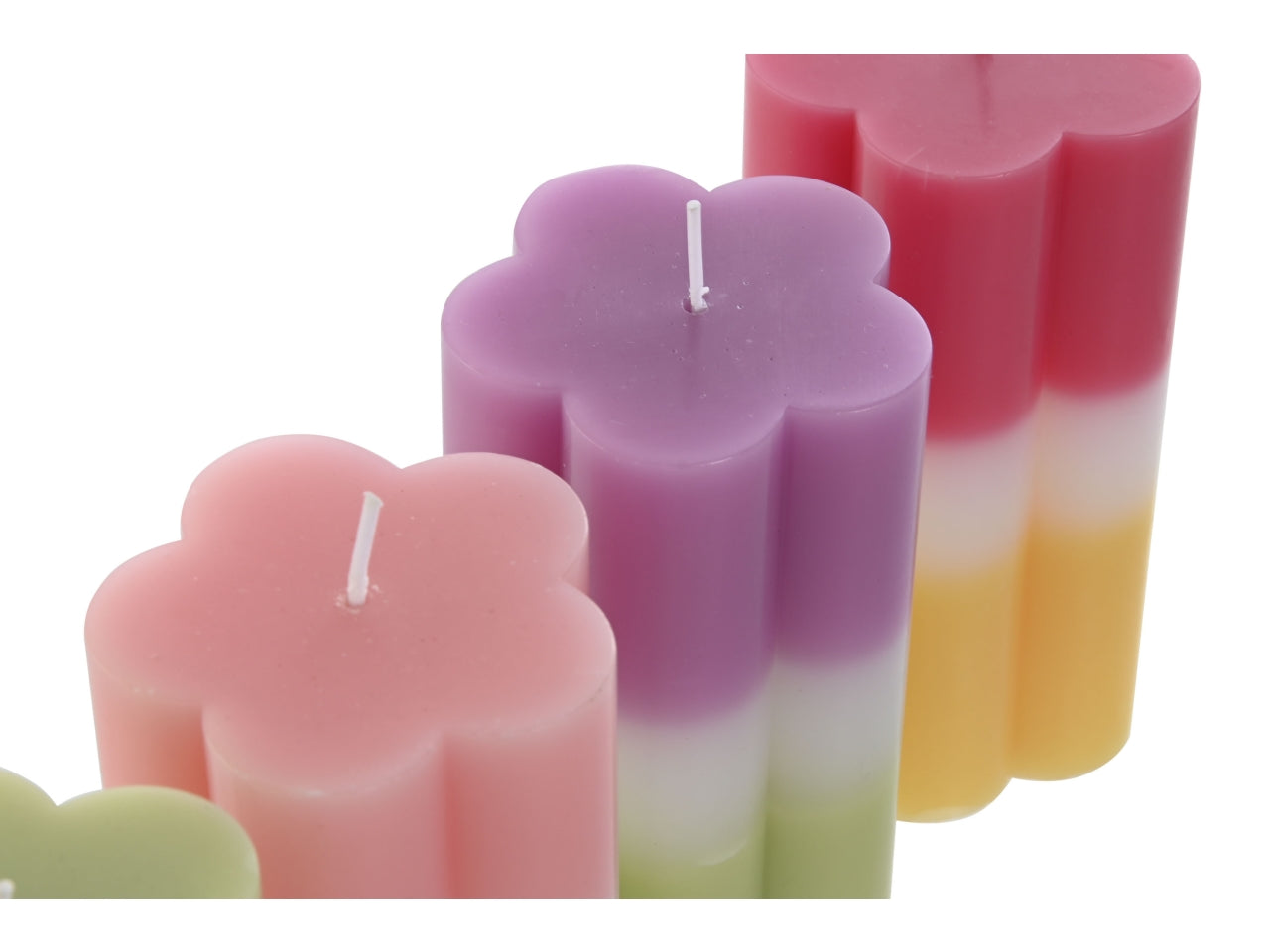 Candela cera a forma di fiore 470gr 7x7x14cm multicolore