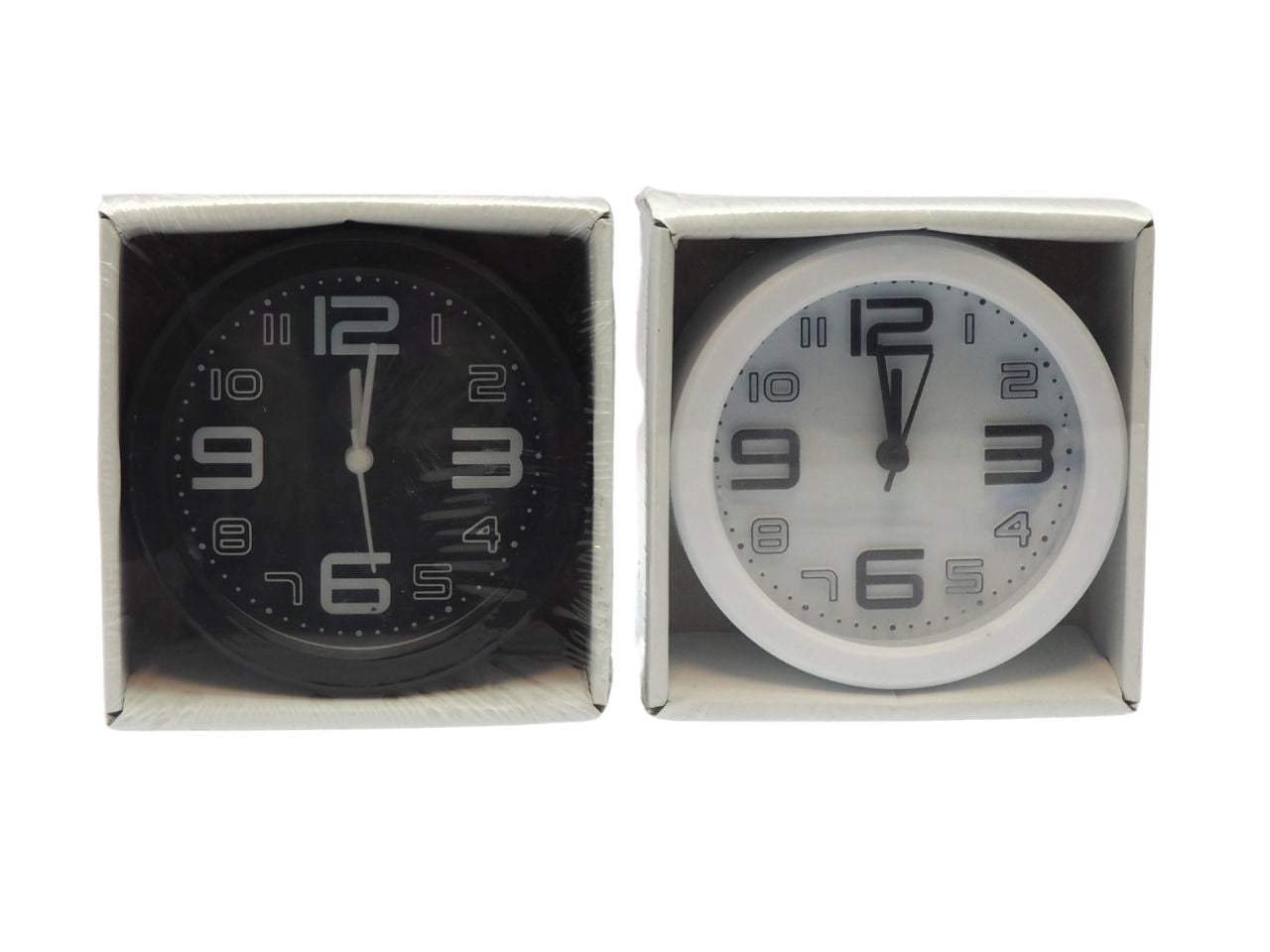Sveglia rotonda D.10,5X4CM con movimento silenzioso di colore bianco e nero