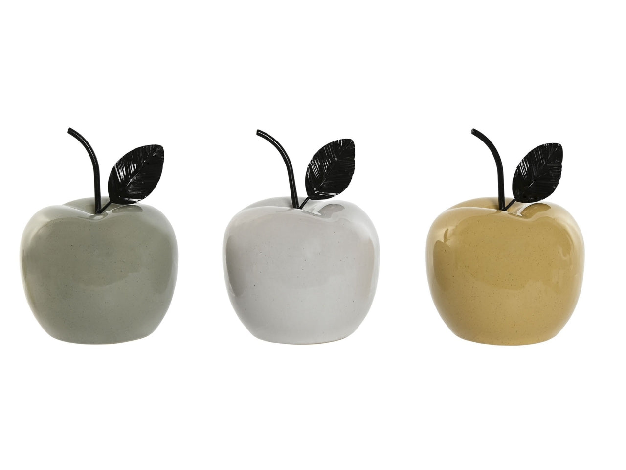 Mela in porcellana e metallo 12x12x15,5cm in 3 modelli assortiti