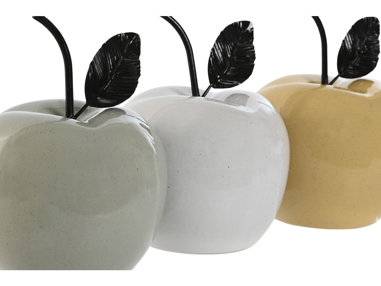 Mela in porcellana e metallo 12x12x15,5cm in 3 modelli assortiti