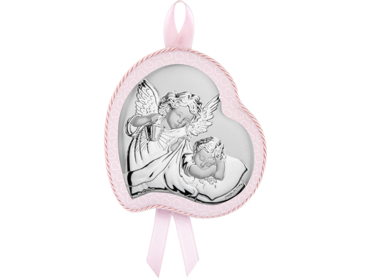 Capoculla cuore angelo lanterna 10x12cm rosa carillon