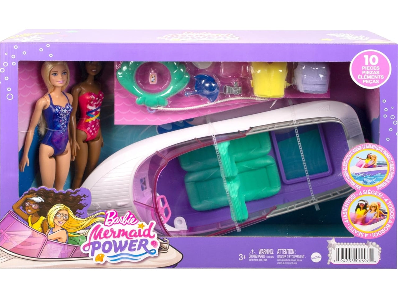 Barbie mermaid power barca con 2 bambole
