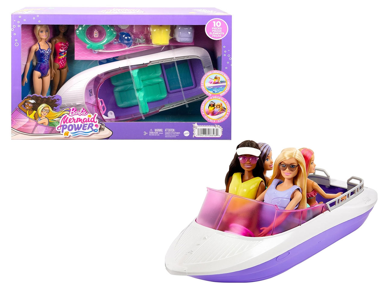 Barbie mermaid power barca con 2 bambole