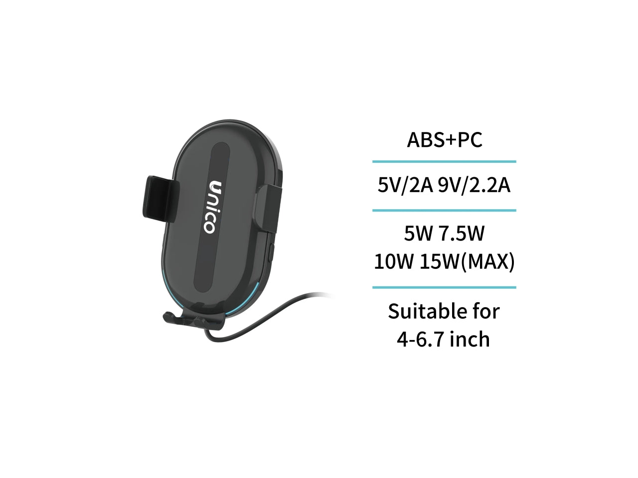 Supporto per caricabatterie wireless 15W a doppia bobina, presa d'aria per auto, tipo CE