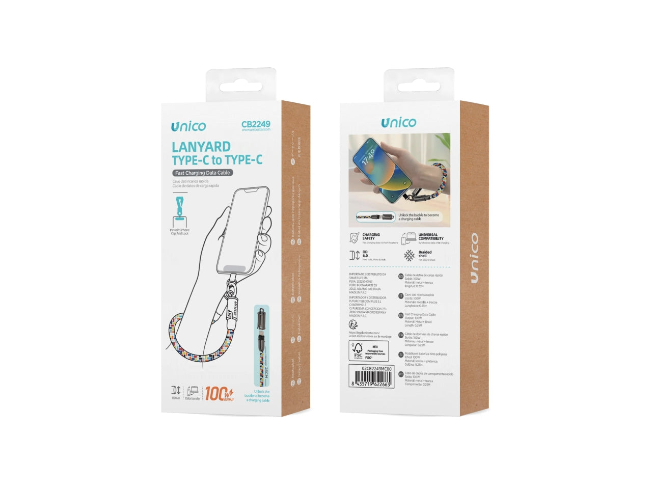 Cavo dati da polso multifunzionale in lega di zinco 2 in 1 C to C 100W 0,25 m