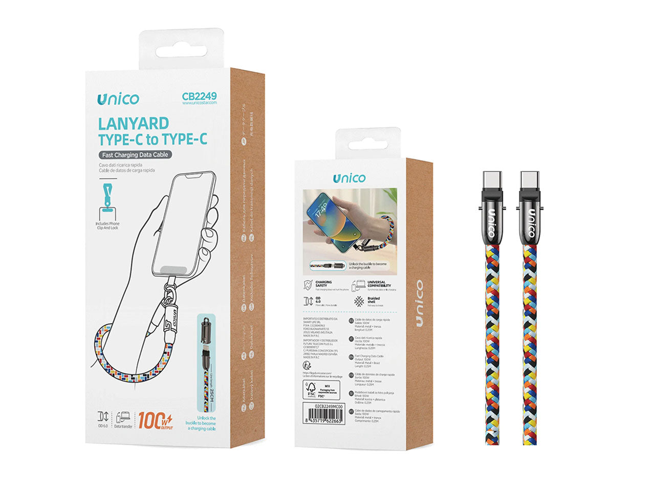 Cavo dati da polso multifunzionale in lega di zinco 2 in 1 C to C 100W 0,25 m