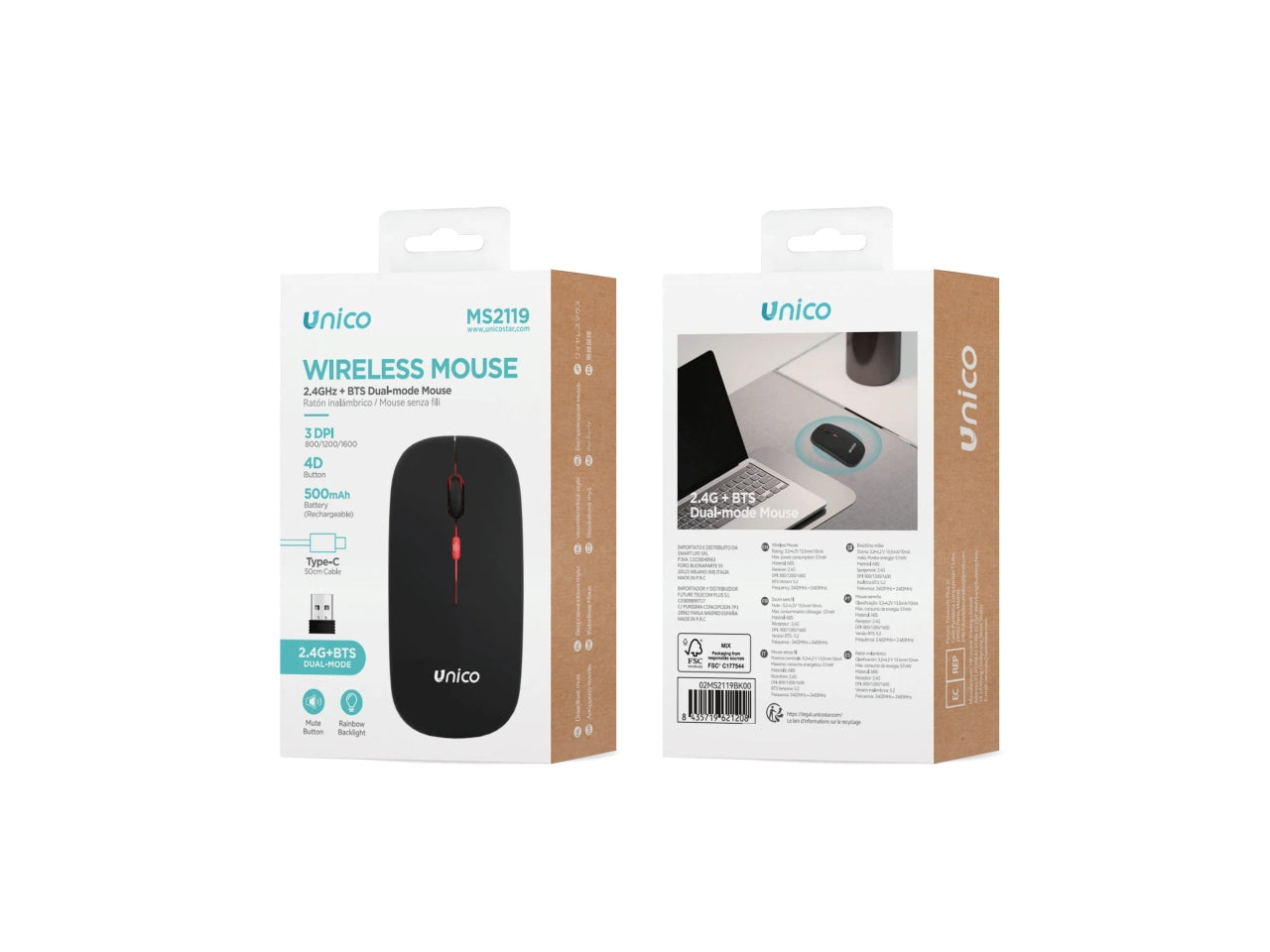 Mouse luminoso 4D a doppia modalitÃ 