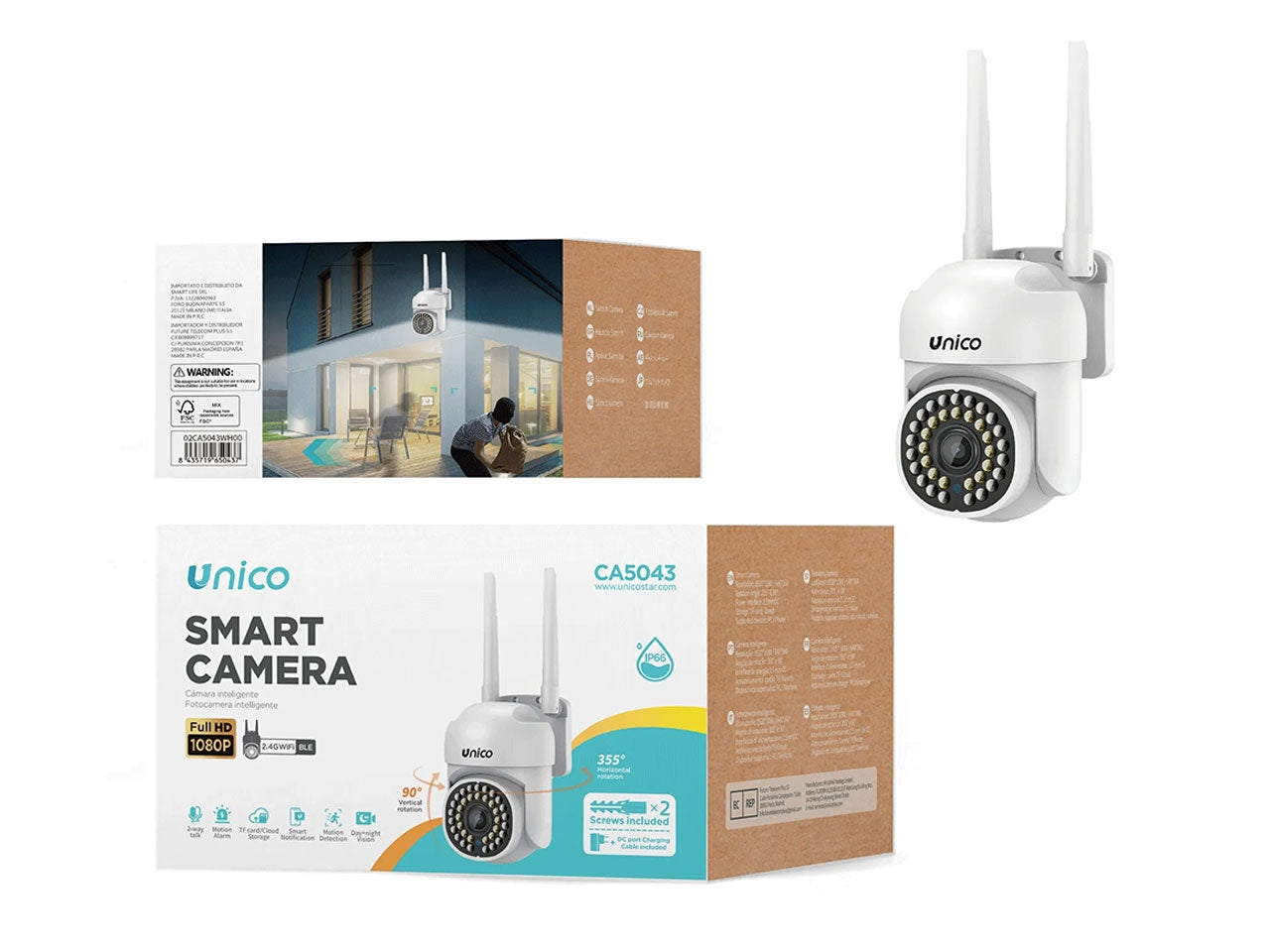 Telecamera a doppia luce per esterni con testa a sfera