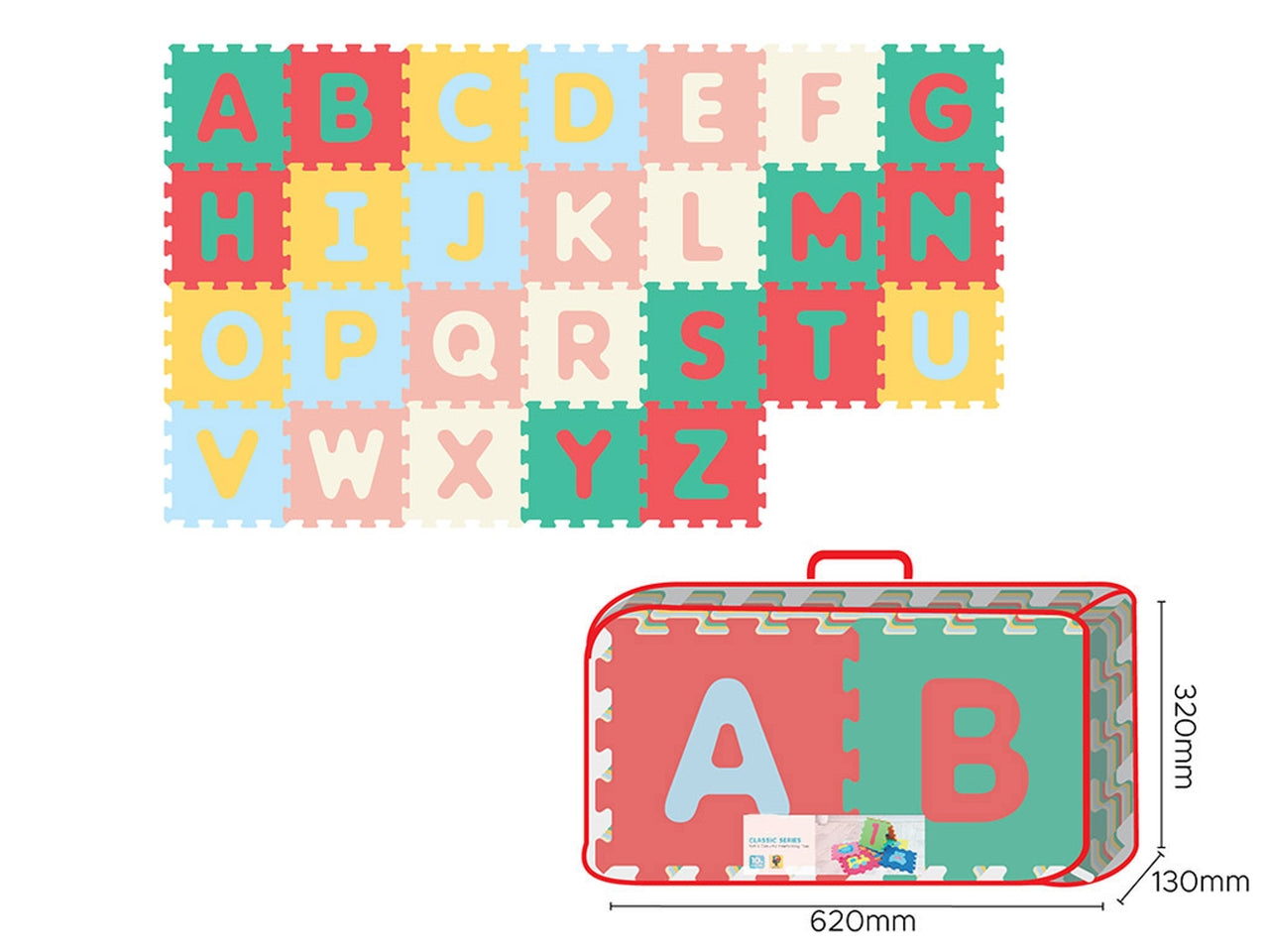 Tappetino puzzle lettere pastel 26 pezzi