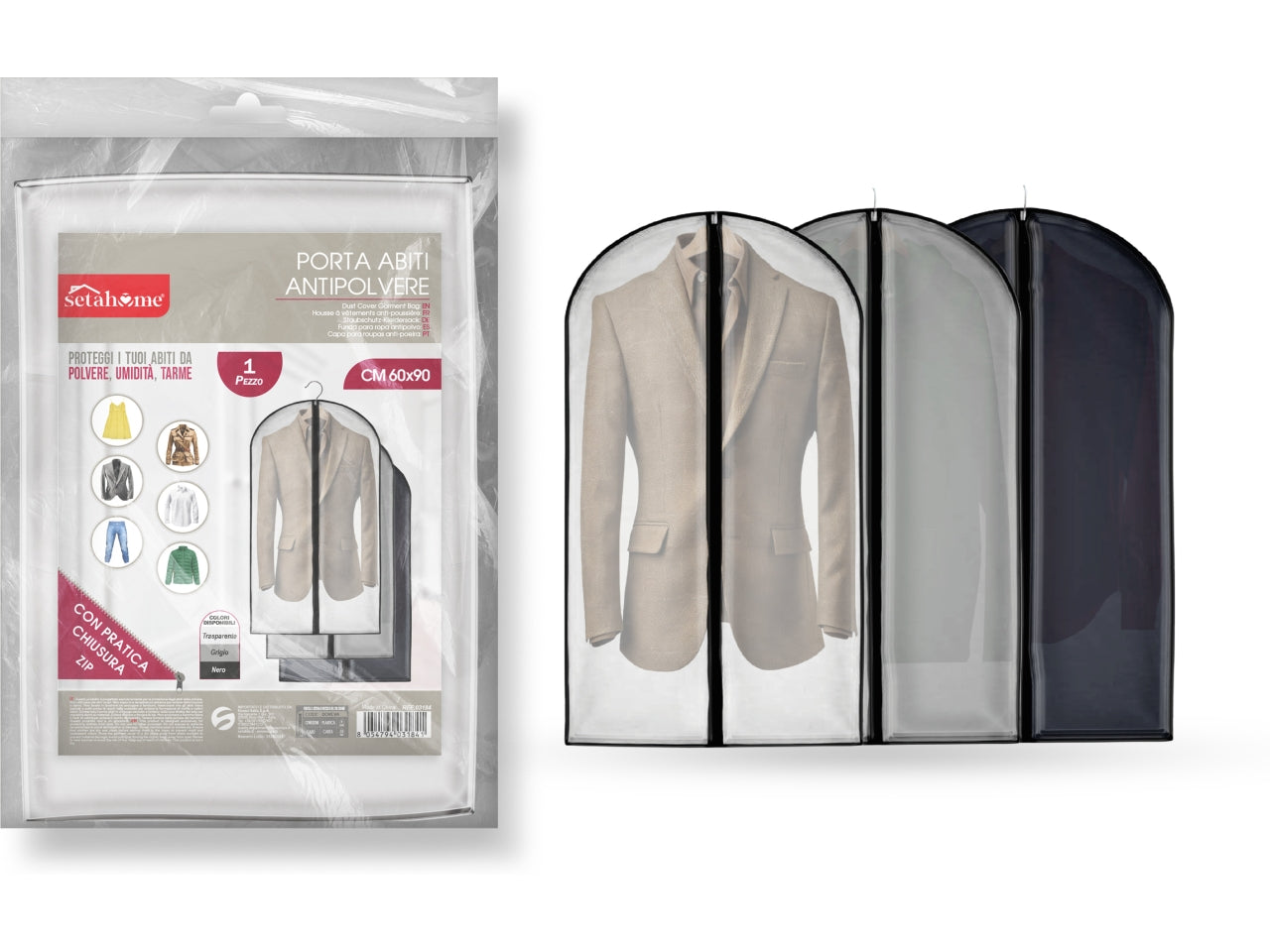 Porta abiti antipolvere in plastica 25mc 60x90cm