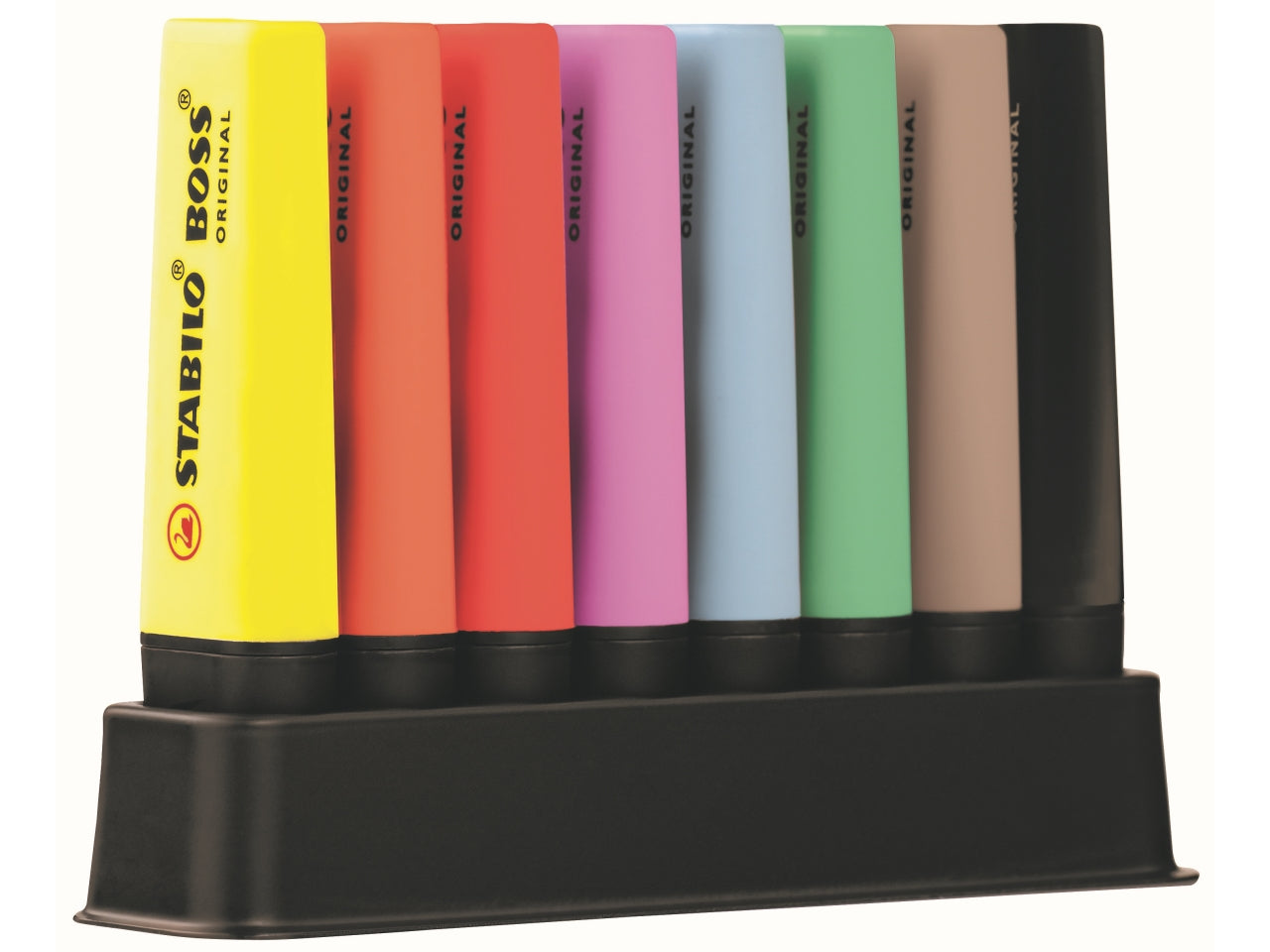 Stabilo boss deskset da scrivania 8 pezzi in 7 colori + marcatore nero