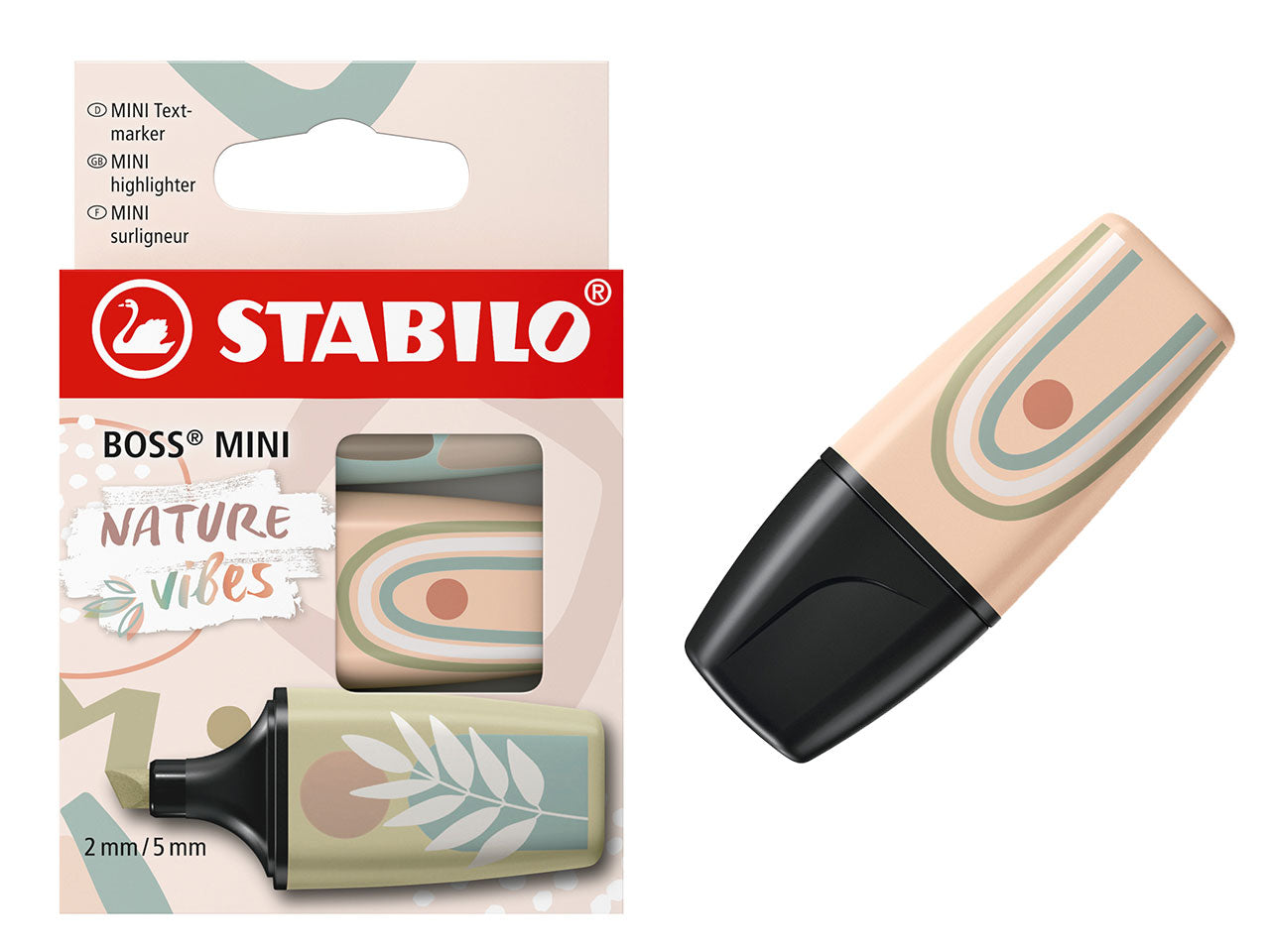 Stabilo boss evidenziatori mini naturevibes astuccio in cartone da 3 colori