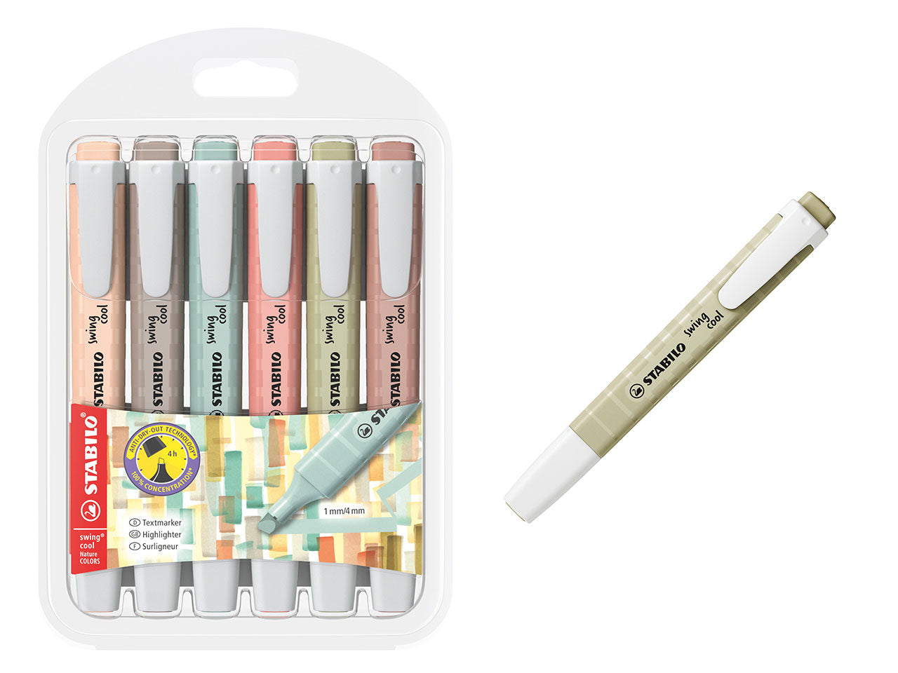 Stabilo evidenziatori swing nature colori la confezione contiene 6 pezzi