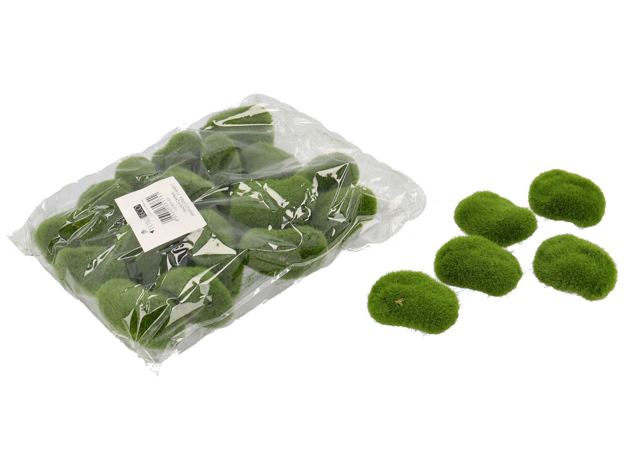 Pietre con muschio artificiale verde 5cm confezione da 24 pietre