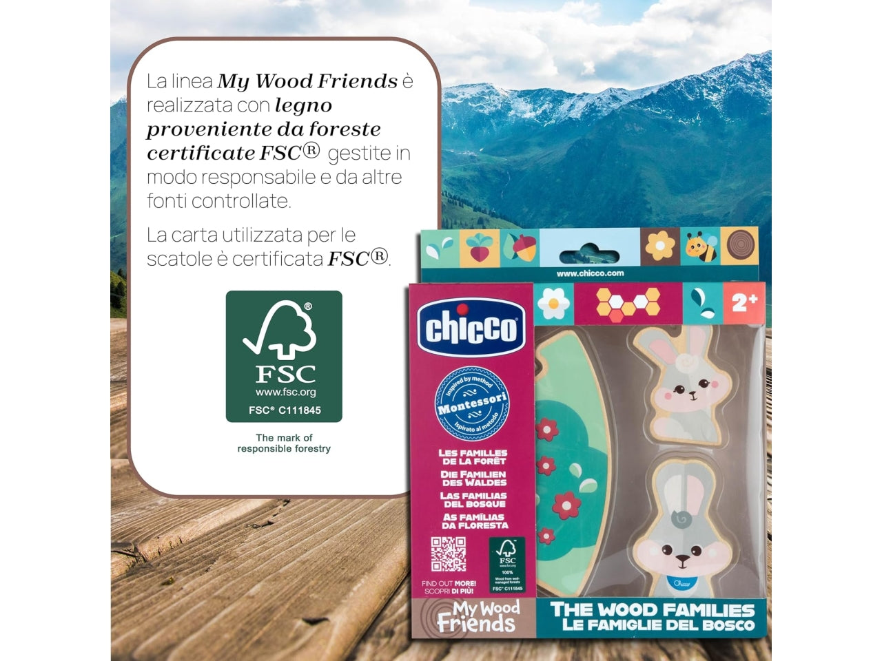 Chicco gioco legno set 2 conigli papa'