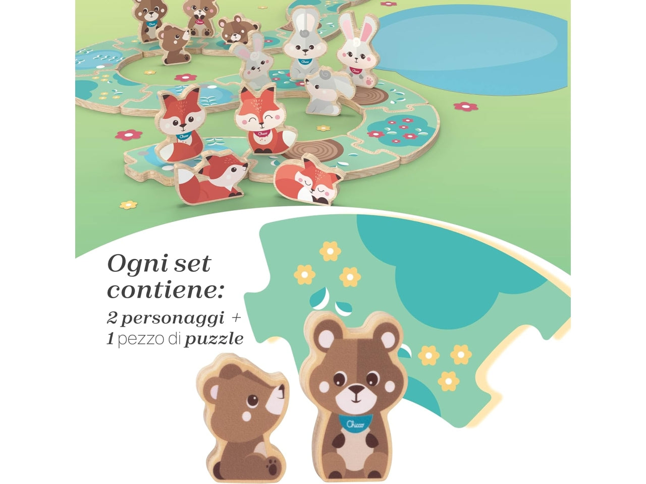 Chicco gioco legno set 2 orsetti papa'