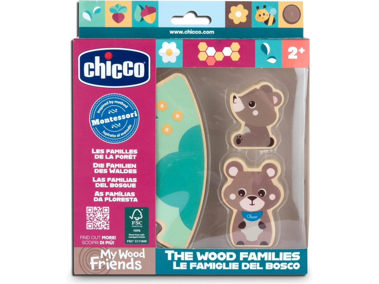 Chicco gioco legno set 2 orsetti papa'