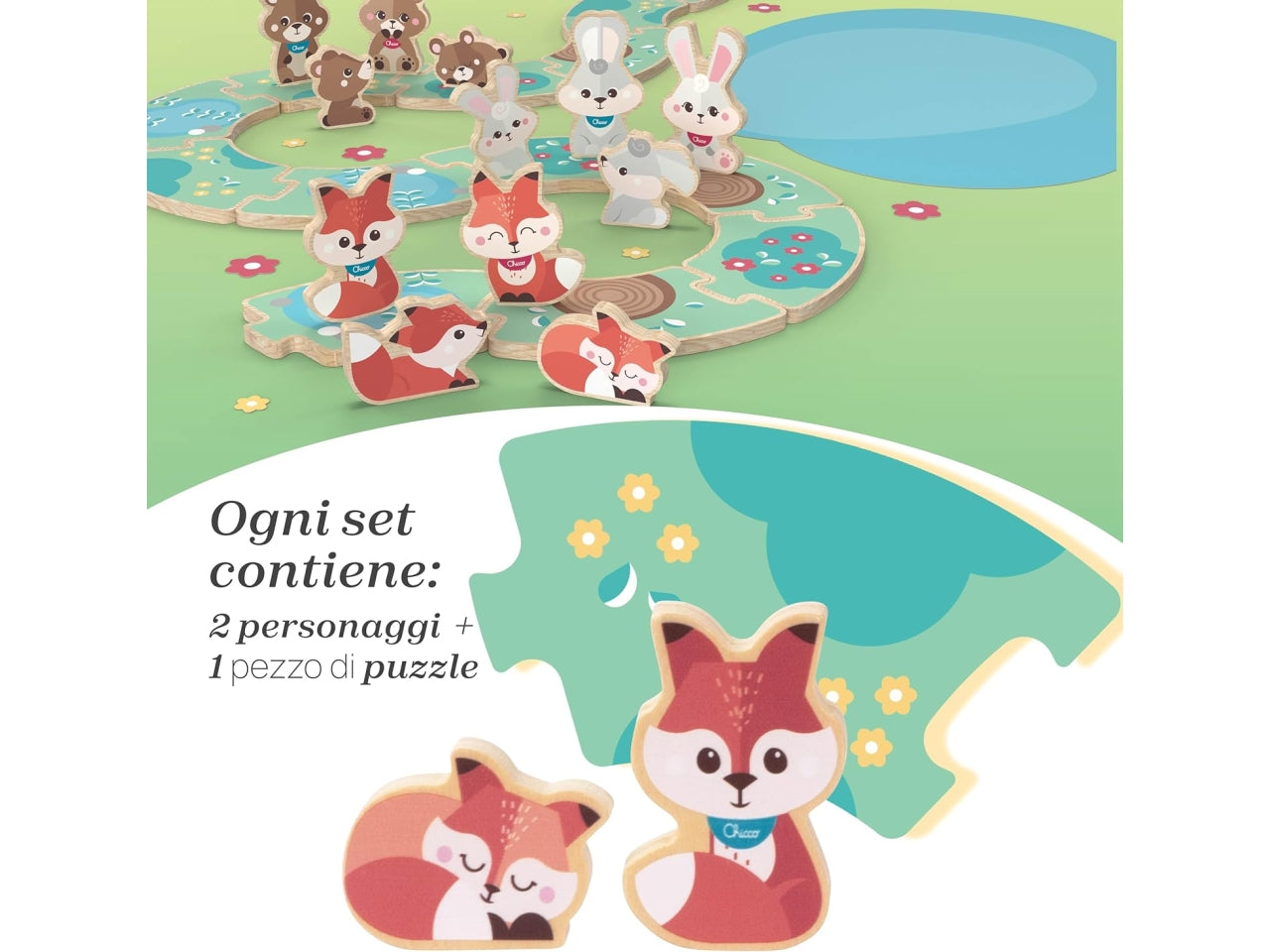 Chicco gioco legno set 2 volpi papÃ 
