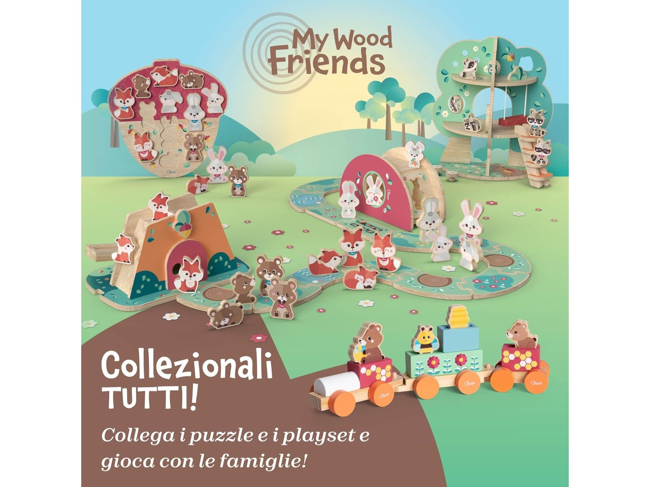 Chicco gioco legno set 2 volpi papÃ 