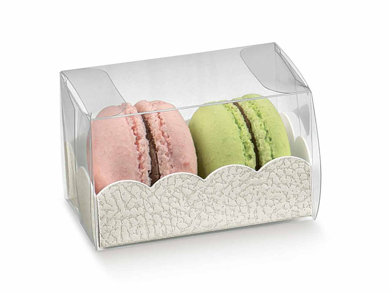 pelle bianca scatola in pvc con vaschetta 8x5x5cm