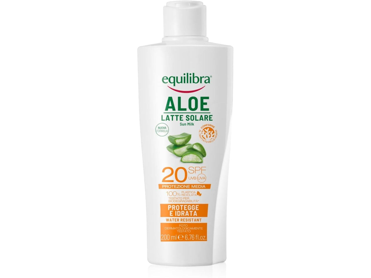 Equilibria aloe latte solare spf20 protegge e idrata resistente all'acqua