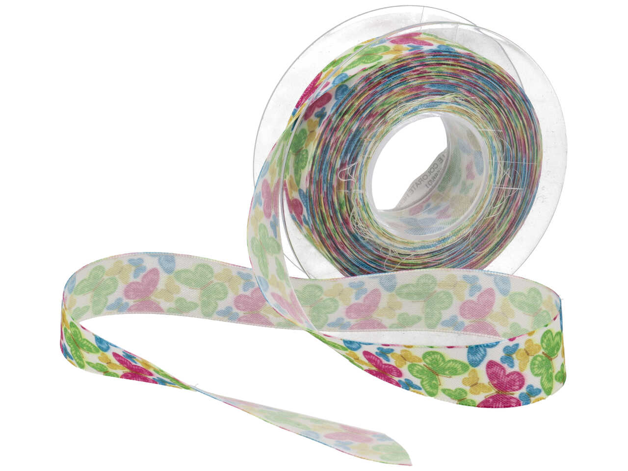 Nastro henry farfalle colorate 25mmx15mt bianco