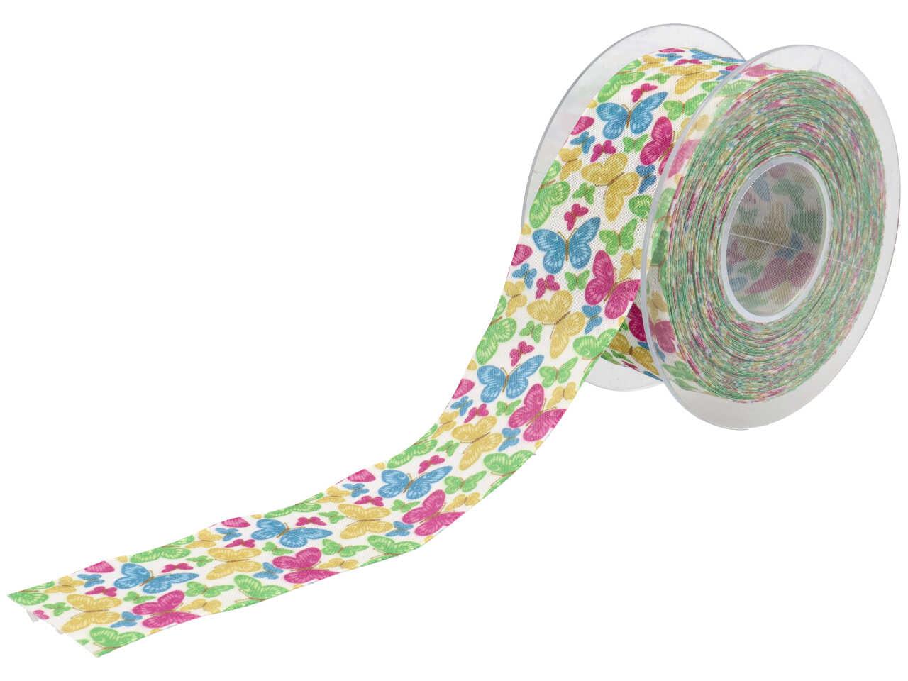 Nastro henry farfalle colorate 40mmx15mt bianco