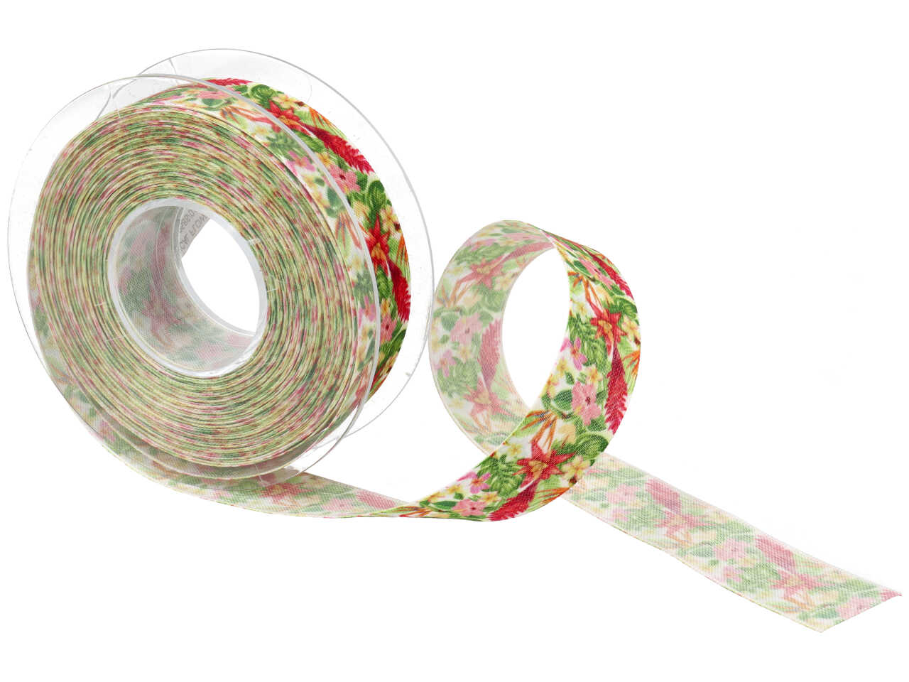 Nastro henry tropical flowers 25mmx15mt bianco