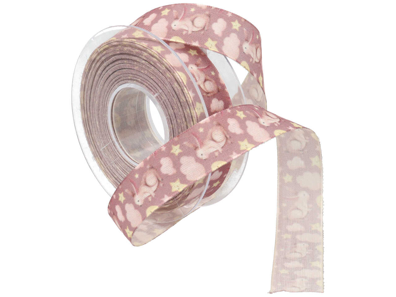 Nastro henry coniglietta rosa 25mmx15mt panna