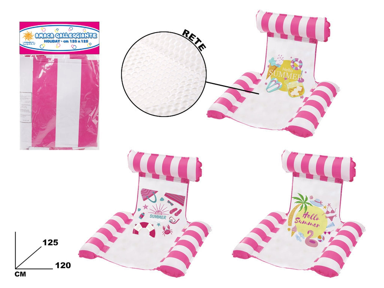 Amaca galleggiante holiday 115x125cm con poggiatesta 480gr