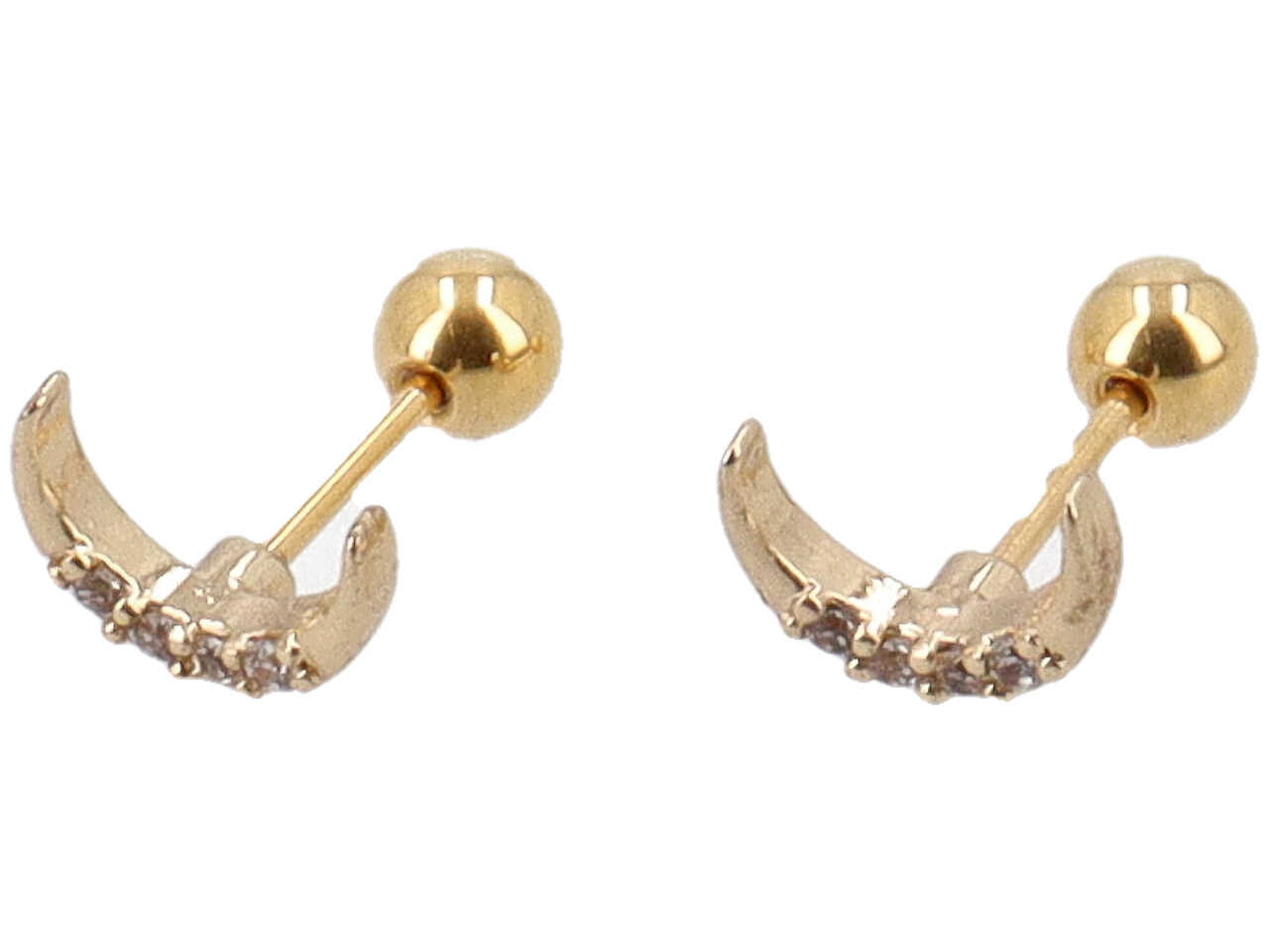 Orecchino piercing luna crystal oro