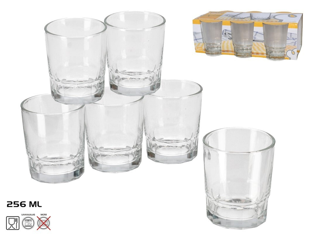 Bicchieri in vetro confezione da 6 pezzi 256ml $