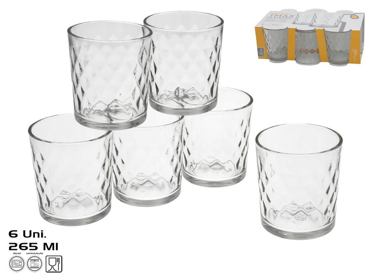 Bicchieri tmax diamante confezione da 6 pezzi 265 ml $