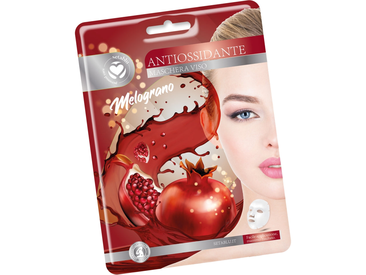 Maschera viso in tessuto al melograno