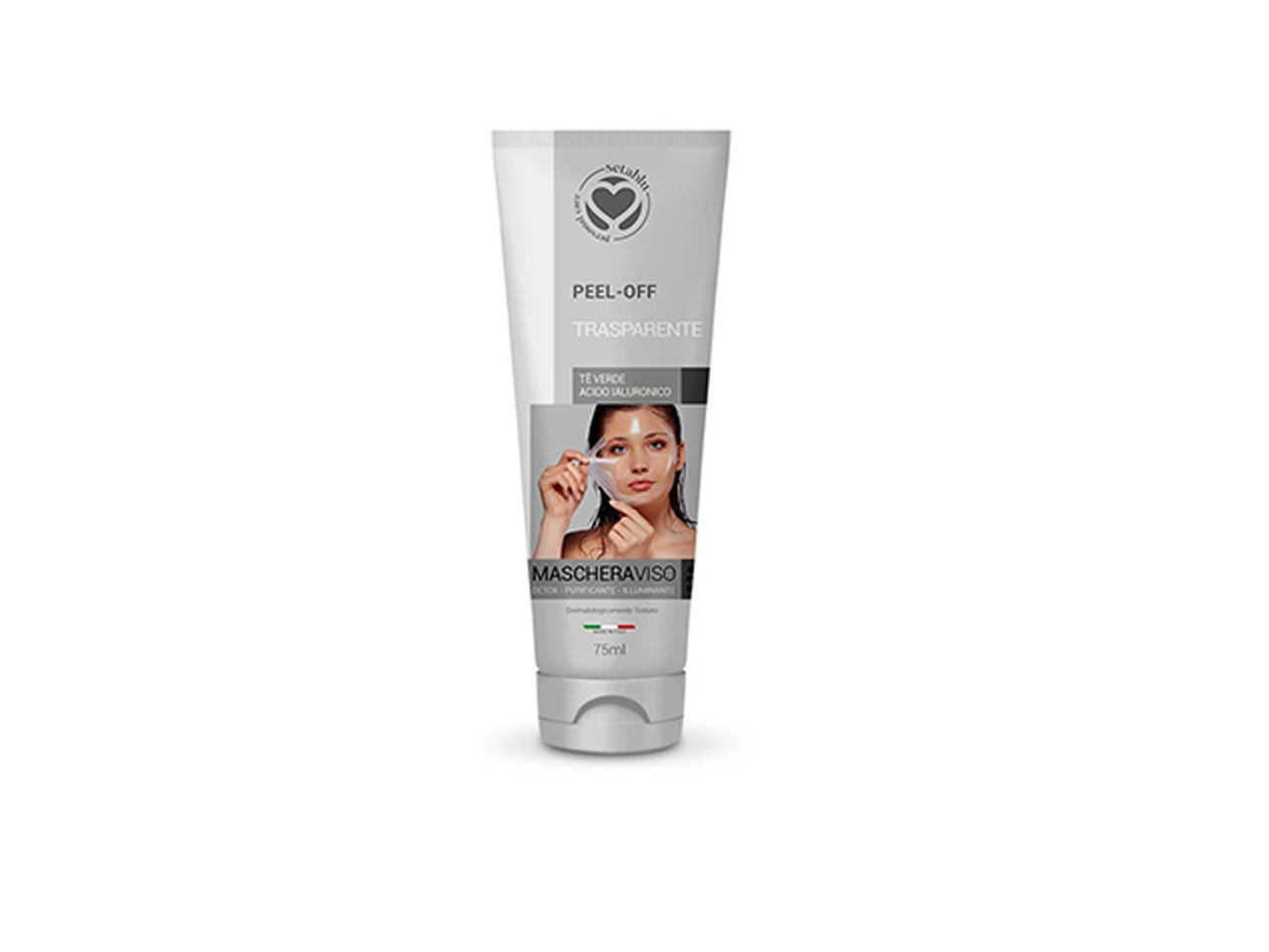 Maschera viso pee-off trasparente al tÃ¨ verde e acido ialuronico 75ml